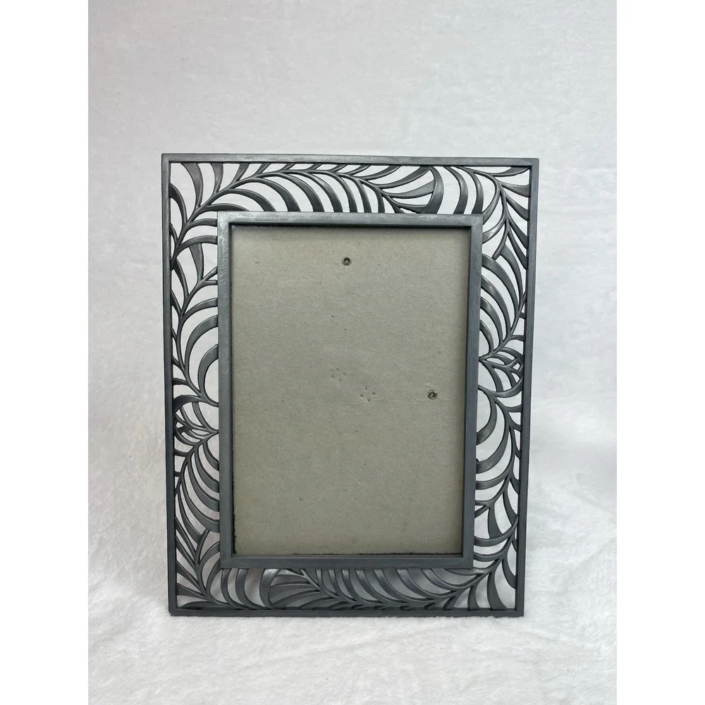 Set of 2 Pewter Tone Filigree Metal Photo Frames Ornate Scroll 5x7 4x6